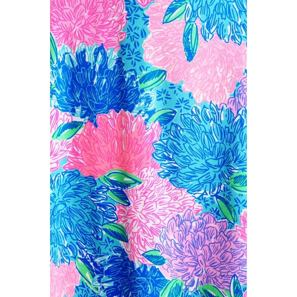 Lilly Pulitzer Wrap Dress Womens S Pink Blue Floral Long Sleeve Faux Wrap Jersey - Picture 5 of 16
